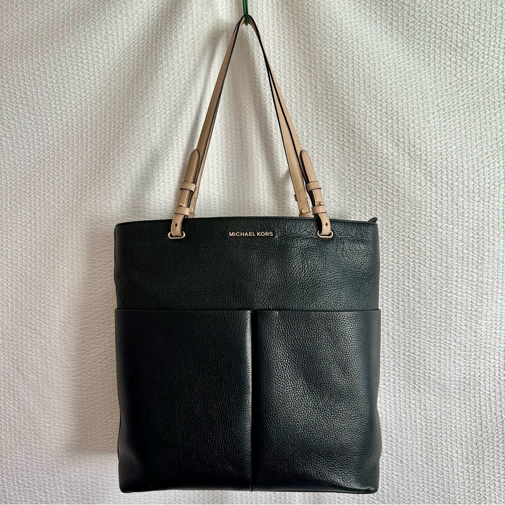 MICHAEL KORS Bedford Large Black Leather North South Tote Work Laptop Bag
